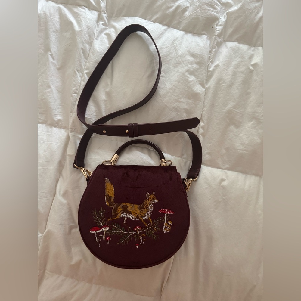 Fable England-Fox & Mushroom Embroidered Saddle Bag